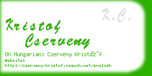 kristof cserveny business card